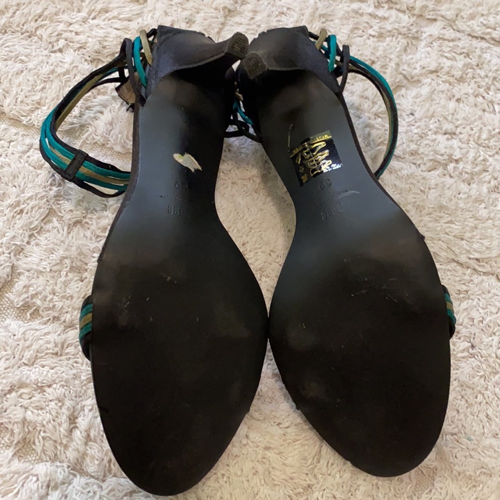NOSE Strapy satin black green ash gold heel - Picture 7 of 7
